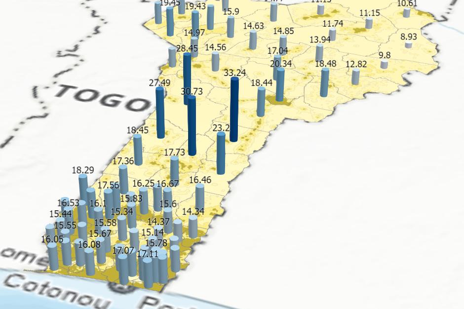 3D View of precipitation in Benin (October 2019)