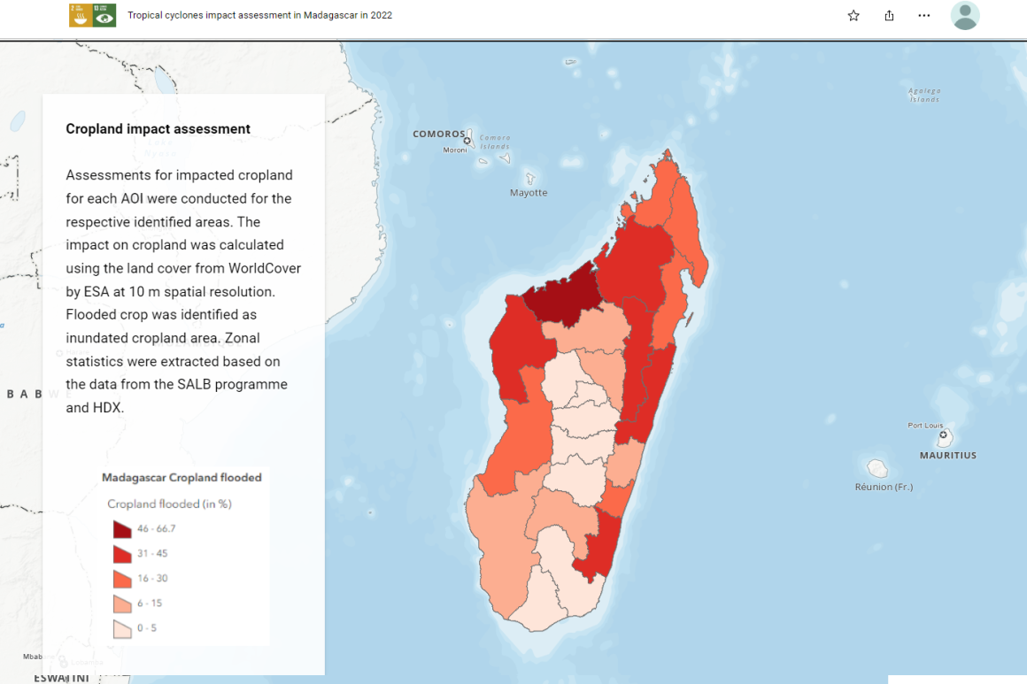 Map of Madagascar showing cropland imapct assessment